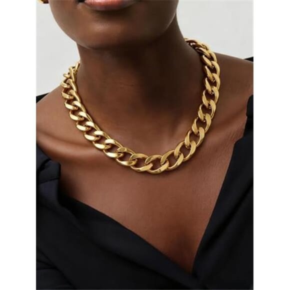 Jewelry - Women's Cuban Link Chain Stainless Steel Chunky Necklace